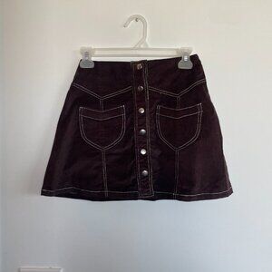 Asos Western Button Front Corduroy Mini Skirt